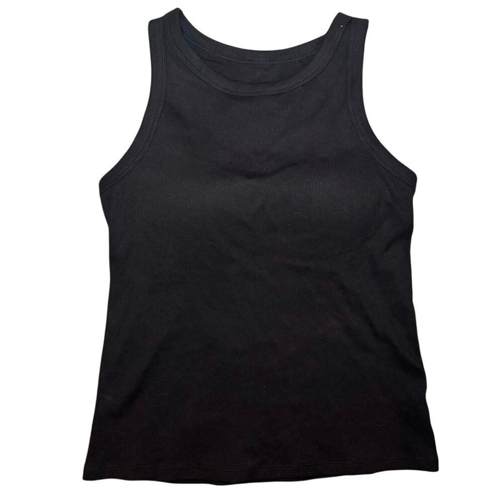 NWT Uniqlo Japanese Full Length Ribbed Bra Top High Neck Tank Black Size M/L